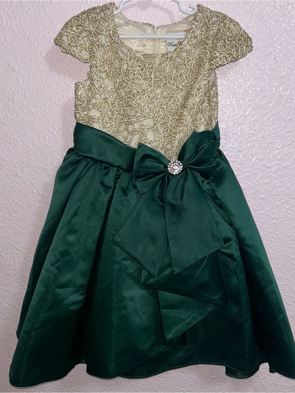 Rare Editions Gold Lace & Emerald Green Satin Party Dress